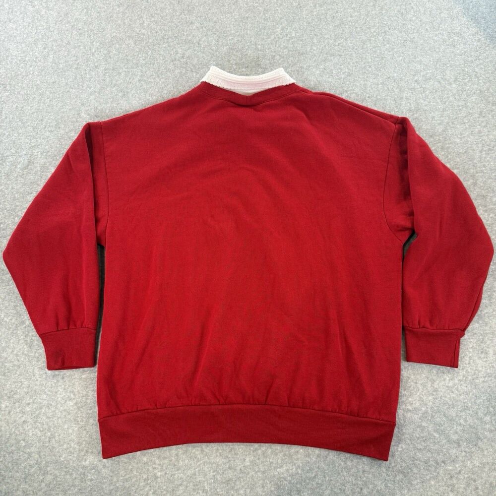 VTG Sweatshirt NutCracker Red Collared Teddy Bear Lace Heart Cottage Grandma M/L - Picture 5 of 7